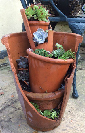 Fairy/mini garden in a broken pot